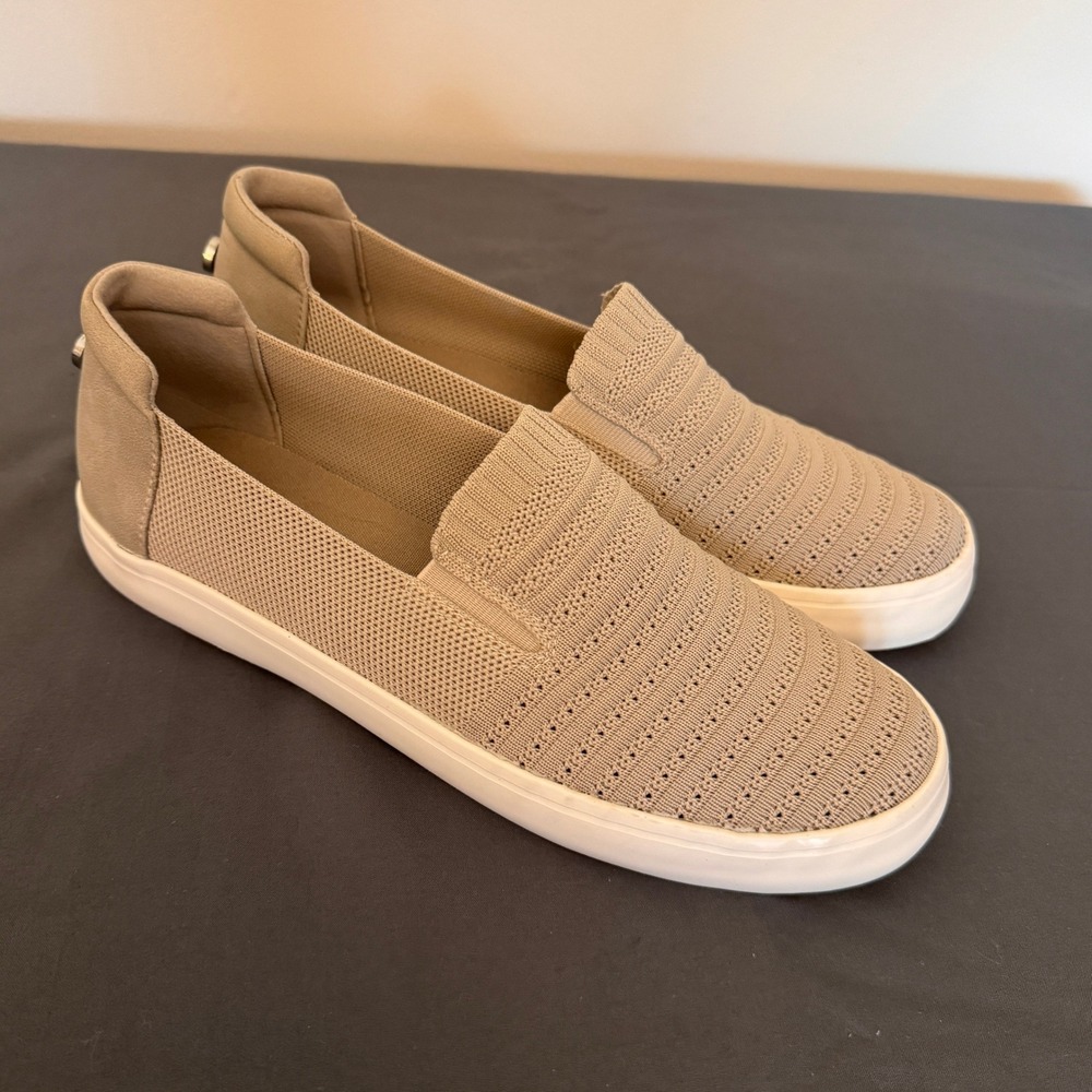 Nautica Lacebark Womens Tan Beige Knit Slip On Sneakers Shoes Size 7.5